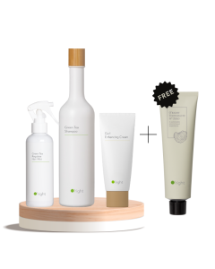 O'right Define Your Curls Set mit Green Tea Shampoo, Regulate Hair Mist und Curl Enhancing Cream – inklusive gratis Zahnpasta